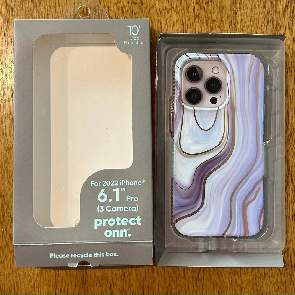 Protect Onn 2022 iPhone 6.1” Pro 3 Camera Purple & Rose Gold Phone Case